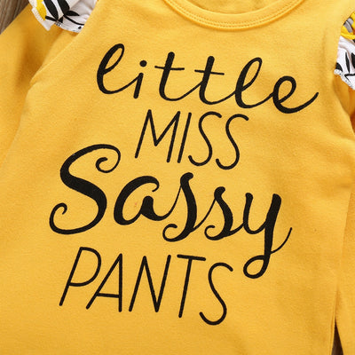 3 Pcs Girls "Little Miss Sassy Pants" Onesie Set