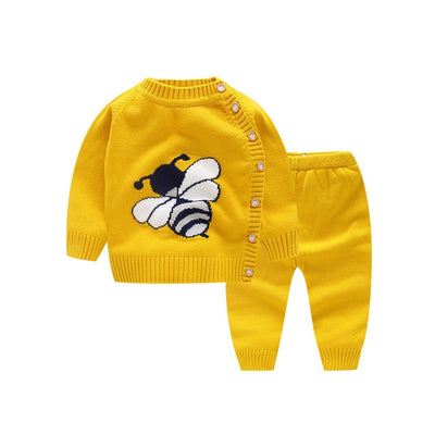 2 Pcs Unisex Bee Sweater & Pants Set