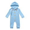 Unisex Long Sleeve Button Solid Hooded Onesie