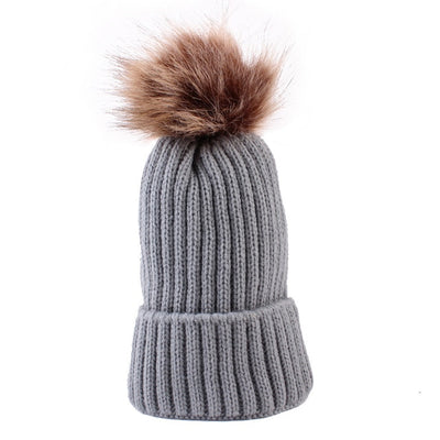 Unisex Winter Fur Knit Pom Pom Hat