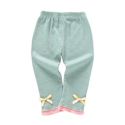 Girls Warm Casual Bow-Tie Pants/Leggings