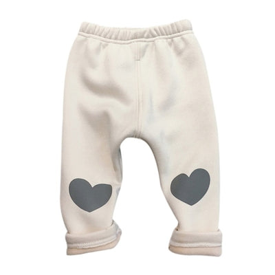 Girls Warm Heart Print Pants