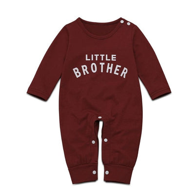 Boys "Little Brother" Print Button Onesie