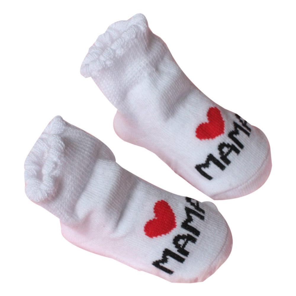 Girls Slip-Resistant "Love Mama" Socks