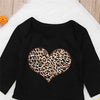 Girls Leopard Heart Printed Long Sleeve Onesie