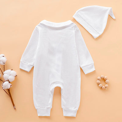 2 Pcs Long Sleeve Button Solid Ribbed Onesie