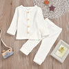 2 Pcs Unisex Knitted, Ribbed Long Sleeve Top & Pants Set