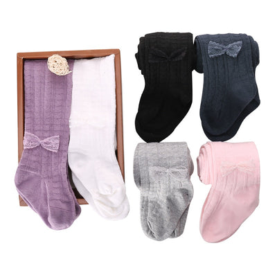 Girls Soft Cotton Bow Tights